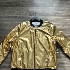 Women’s Gold Metallic Windbreaker Jacket Size 1X